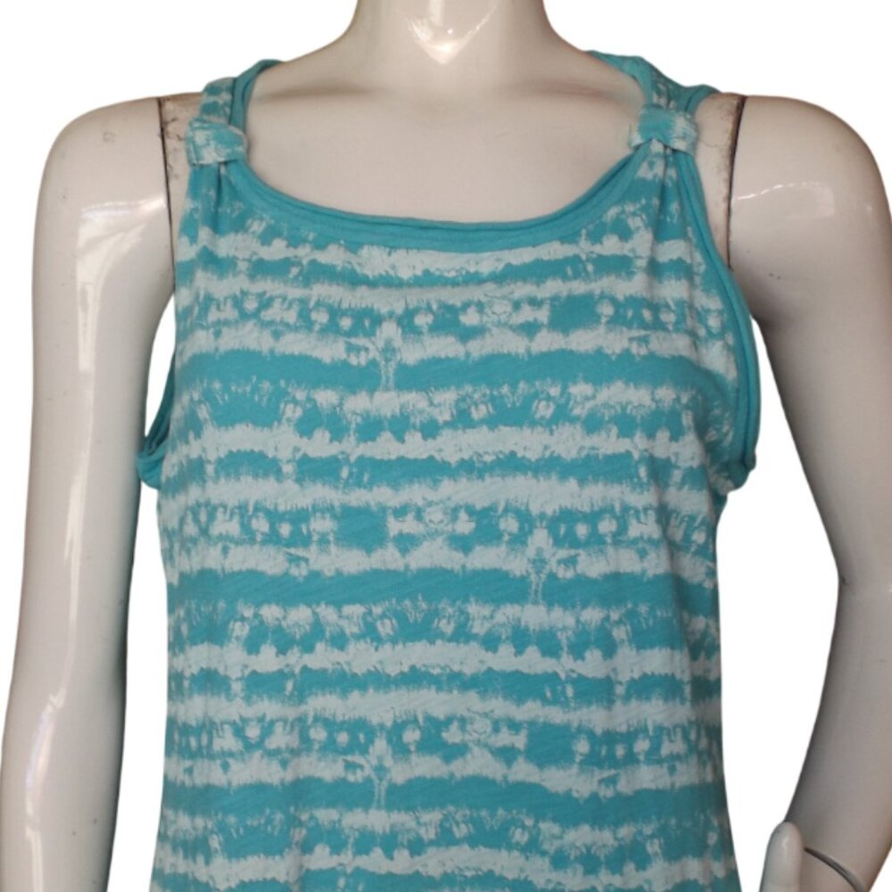 FRESH PRODUCE Dress, M, Aqua/Blue, White abstract stripes, Cut-out back, Jersey - Picture 2 of 13